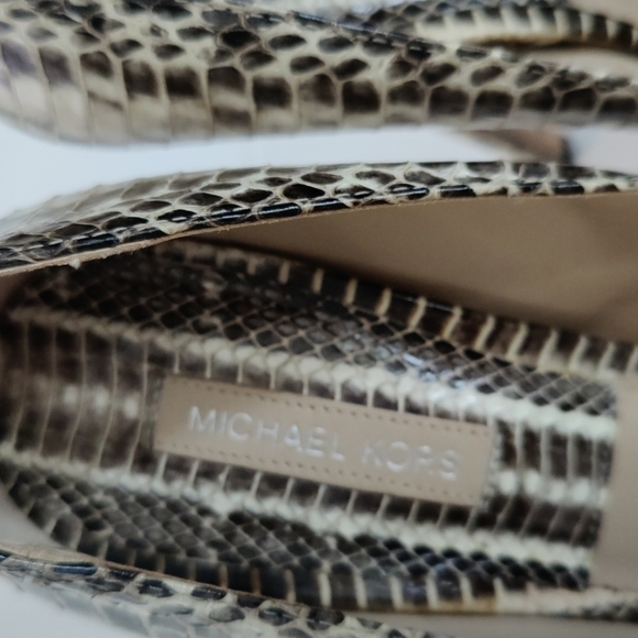 Michael Kors snakeskin peep toe stiletto platform heels - Picture 7 of 12